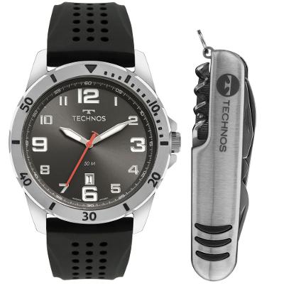 Kit Technos Masculino Militar Prata - 2115MYM/K2F