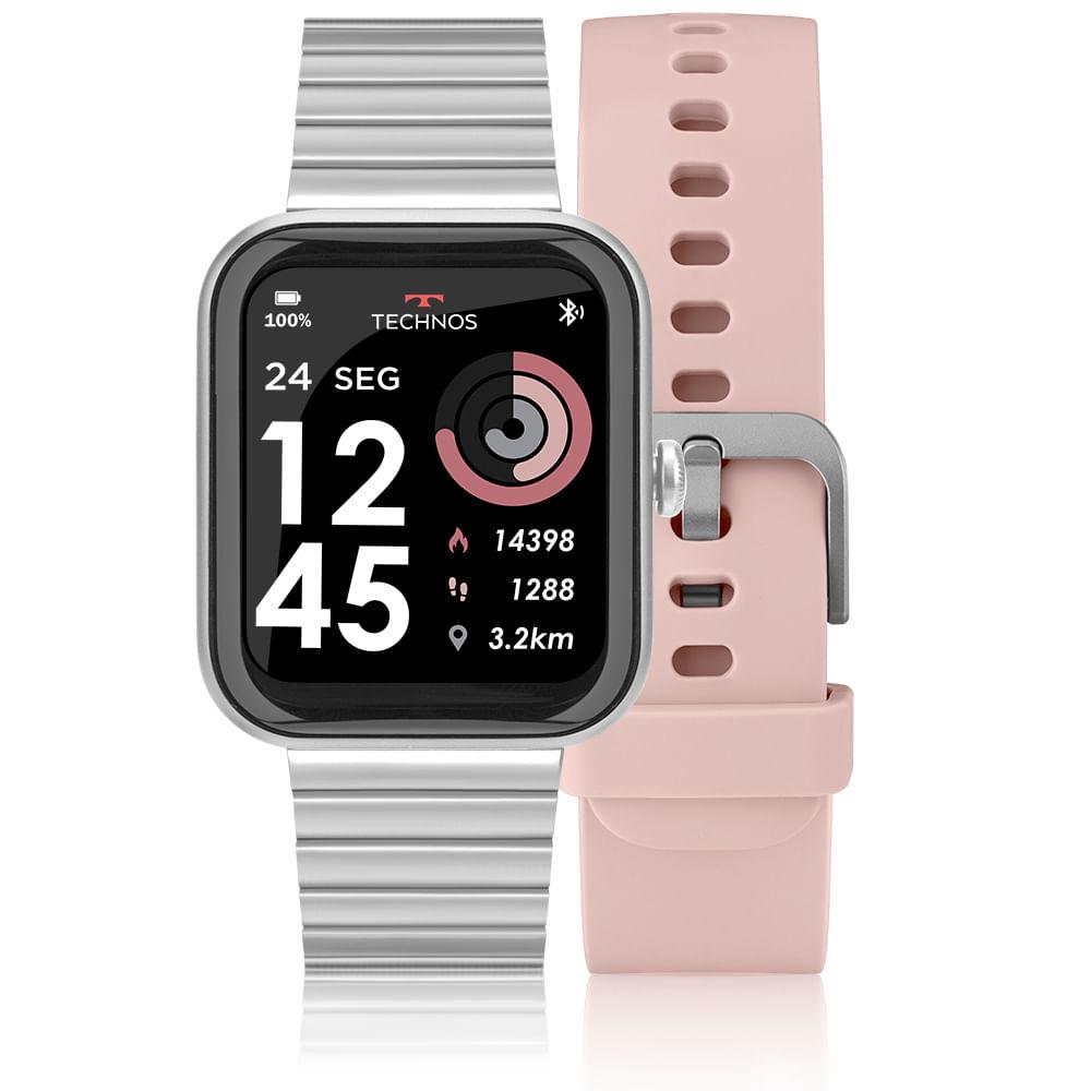 Smartwatch Technos Connect MAX Prata e Rosa - TMAXAK/C7K - 1
