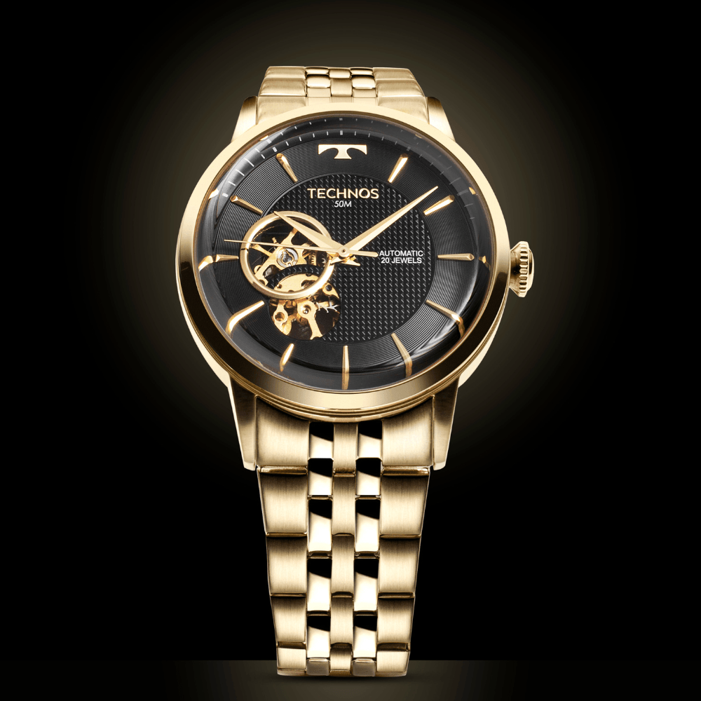 Relógio Technos Masculino Automatico Dourado - G3265AU/1P - 4