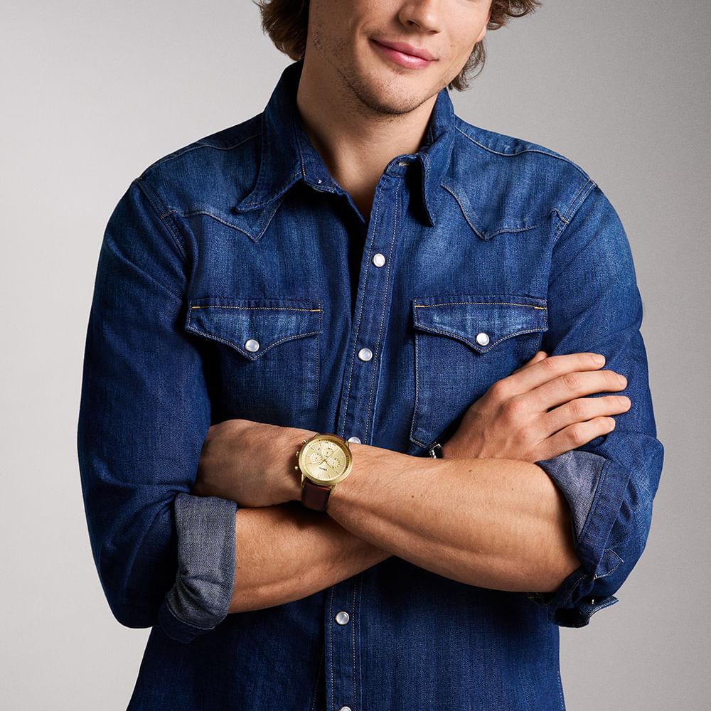 Relógio Fossil Masculino Neutra Dourado - FS6113/0DN - 4