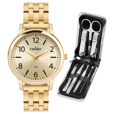 Kit Relógio Condor Masculino Dia A Dia Dourado - CO2035NRR/K4X