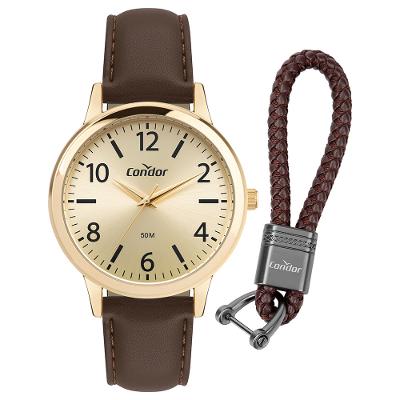 Kit Relógio Condor Masculino Dia A Dia Dourado - CO2035NRS/K3X