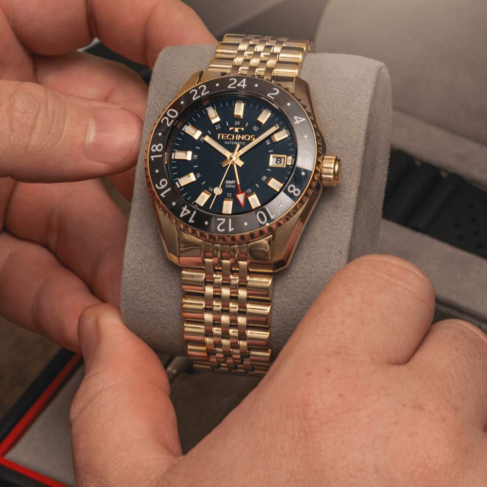 Relógio Technos Masculino Automatico GMT Dourado - NH34AB/T1P - 4