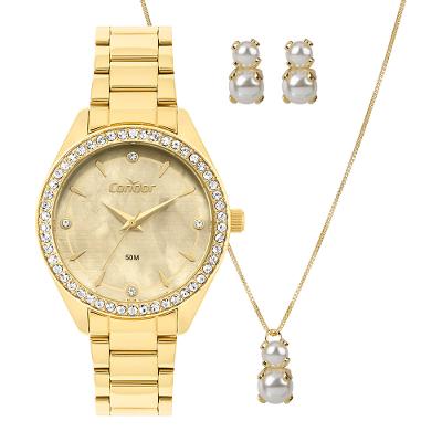 Kit Relógio Condor Feminino Elegante Dourado - CO2036MYW/K4X