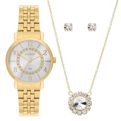 Kit Relógio Condor Feminino Elegante Dourado - CO2039MUK/K4K