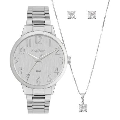 Kit Relógio Condor Feminino Dia A Dia Prata - CO2035NXE/K4K