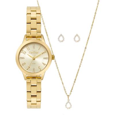 Kit Relógio Condor Feminino Mini Dourado - CO2035NWM/K4K