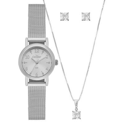 Kit Relógio Condor Feminino Mini Prata - CO2035NWR/K4K