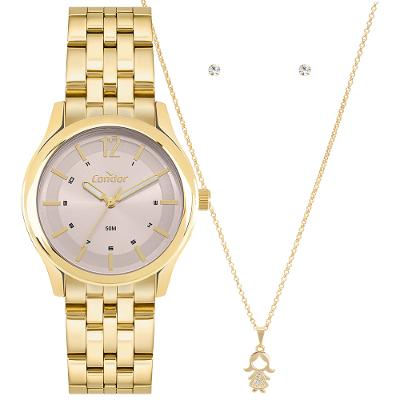 Kit Relógio Condor Feminino Dia A Dia Dourado - CO2035OAM/K4T