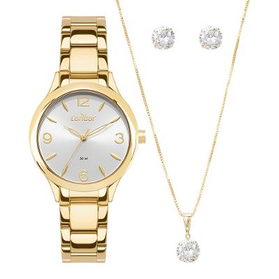 Kit Relógio Condor Feminino Dia A Dia Dourado - CO2035NZO/K4K