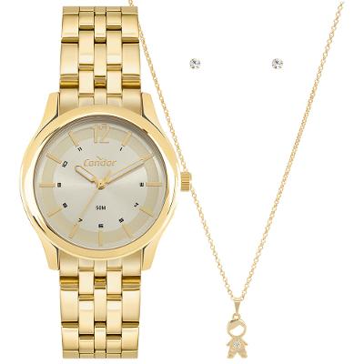 Kit Relógio Condor Feminino Dia A Dia Dourado - CO2035OAM/K4X