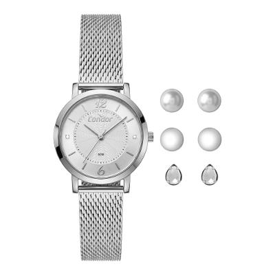 Kit Relógio Condor Feminino Dia A Dia Prata - CO2035OAX/K4K