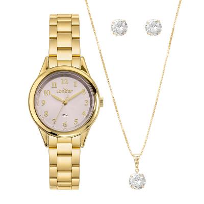 Kit Relógio Condor Feminino Mini Dourado - CO2035OAH/K4T