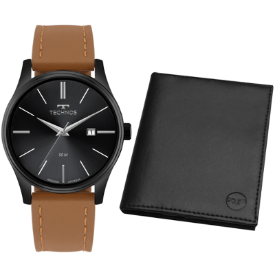 Kit Relógio Technos Masculino Steel Preto - 2115UBR/K0P