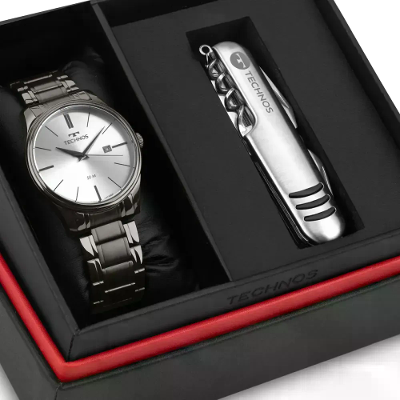 Kit Relógio Technos Masculino Steel Grafite - 2115UBM/K1K