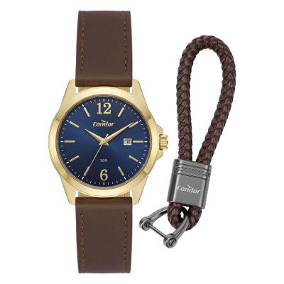 Kit Relógio Condor Masculino Dia A Dia Dourado - CO2115NDU/K3D