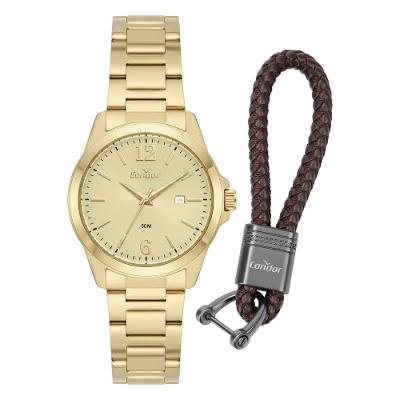 Kit Relógio Condor Masculino Dia A Dia Dourado - CO2115NDT/K4D