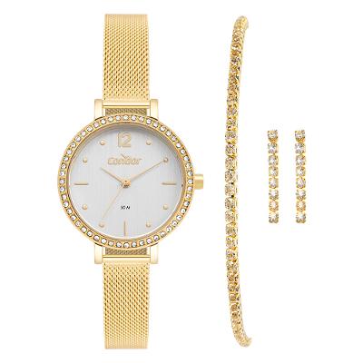 Kit Relógio Condor Feminino Brilho Dourado - CO2035OAP/K4K