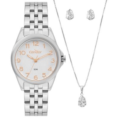 Kit Relógio Condor Feminino Dia A Dia Prata - CO2035ODH/K4K