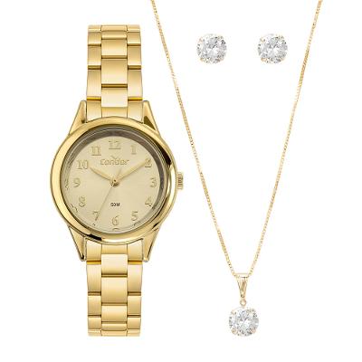 Kit Relógio Condor Feminino Mini Dourado - CO2035OAH/K4X