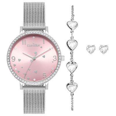 Kit Relógio Condor Feminino Mimos E Sutilezas Prata - CO2035NWG/K4K