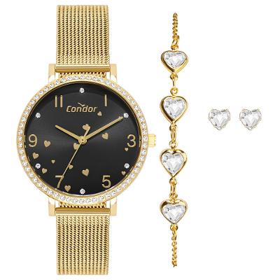 Kit Relógio Condor Feminino Mimos E Sutilezas Dourado - CO2035NWH/K4P
