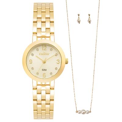 Kit Relógio Condor Feminino Mini Dourado - CO2035NWZ/K4D