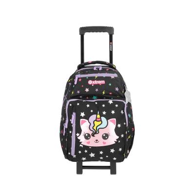 Mochila de Rodinha Infantil New Run Gato Preta