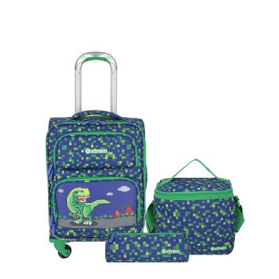 Kit Mochila + lancheira + estojo | Speedy Pack 5XT | Azul Dinossauro