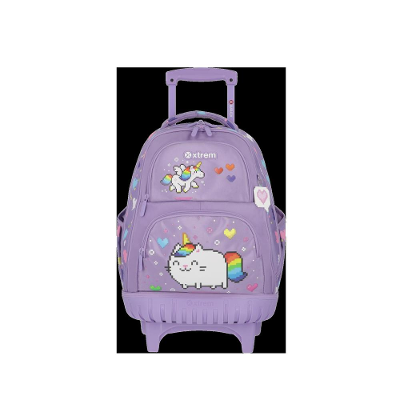 Mochila de rodinha Cross 2.0 5XT Lilás Gatos & Unicórnios