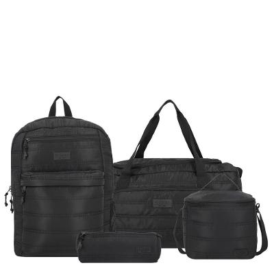 Kit Mochila + bolsa esportiva + lancheira + estojo | Megapack 2.0 5XT | Preto