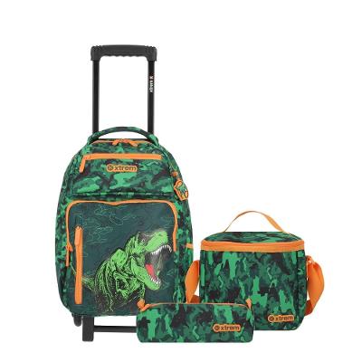 Kit Mochila + lancheira + estojo | Run Pack 5XT | Verde Dinossauro