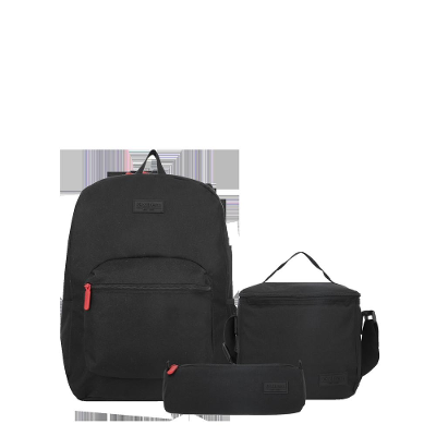 Kit Mochila + lancheira + estojo | Triple Pack 5XT | Preto
