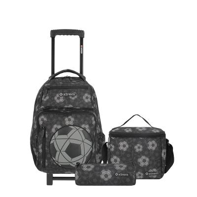 Kit Mochila + lancheira + estojo | Run Pack 5XT | Preto Futebol
