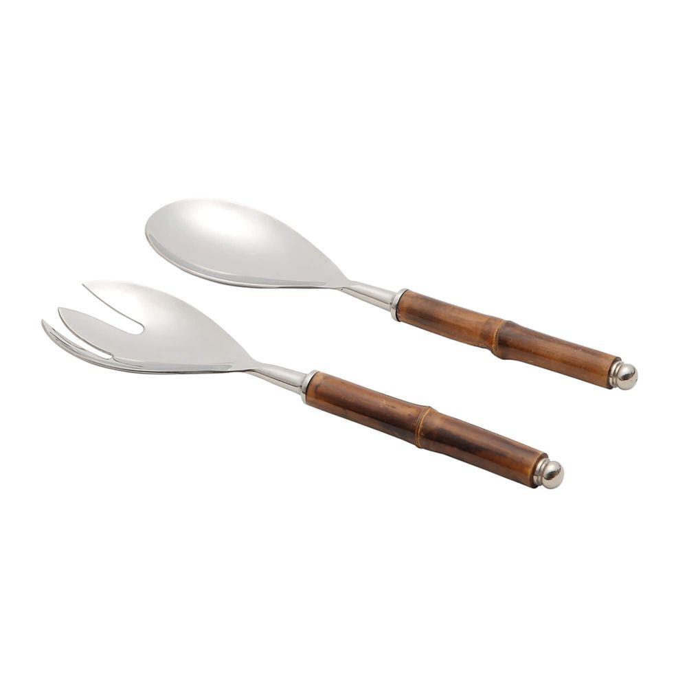 2 Talheres para Salada em Bambu e Inox Wolff - 1
