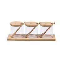 Kit com 3 Peças Pote em Vidro, Colher e Base em Bambu Kenya - 1