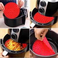 Tapete Protetor Air Fryer Fritadeira em Silicone Redondo Preto - 6