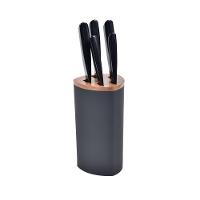 Bloco de Facas Detalhe Acácia 6 Peças Aço Inox Kenya Preto - 1