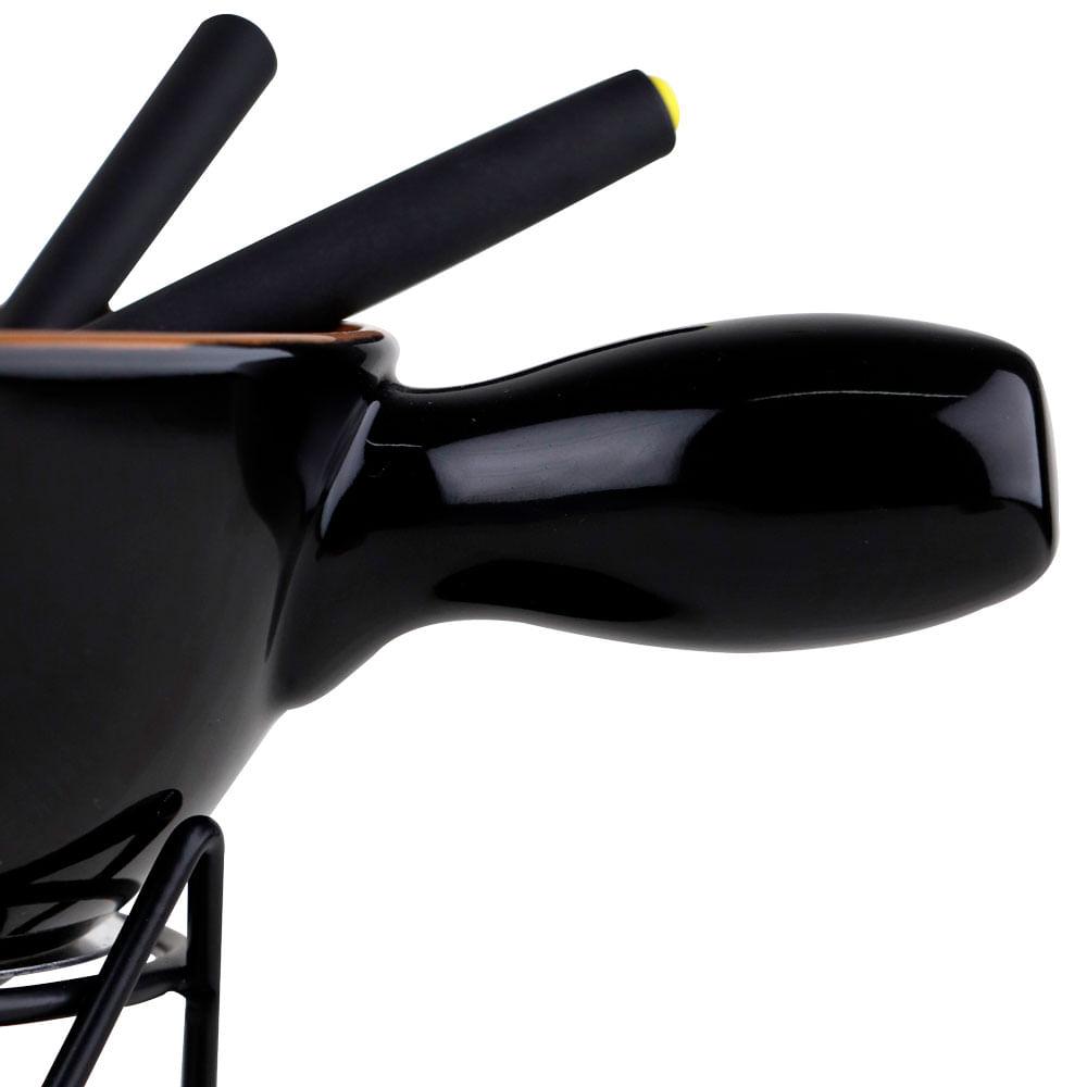 Fondue em Cerâmica 9 Peças 600ml Preto e Marrom - 5