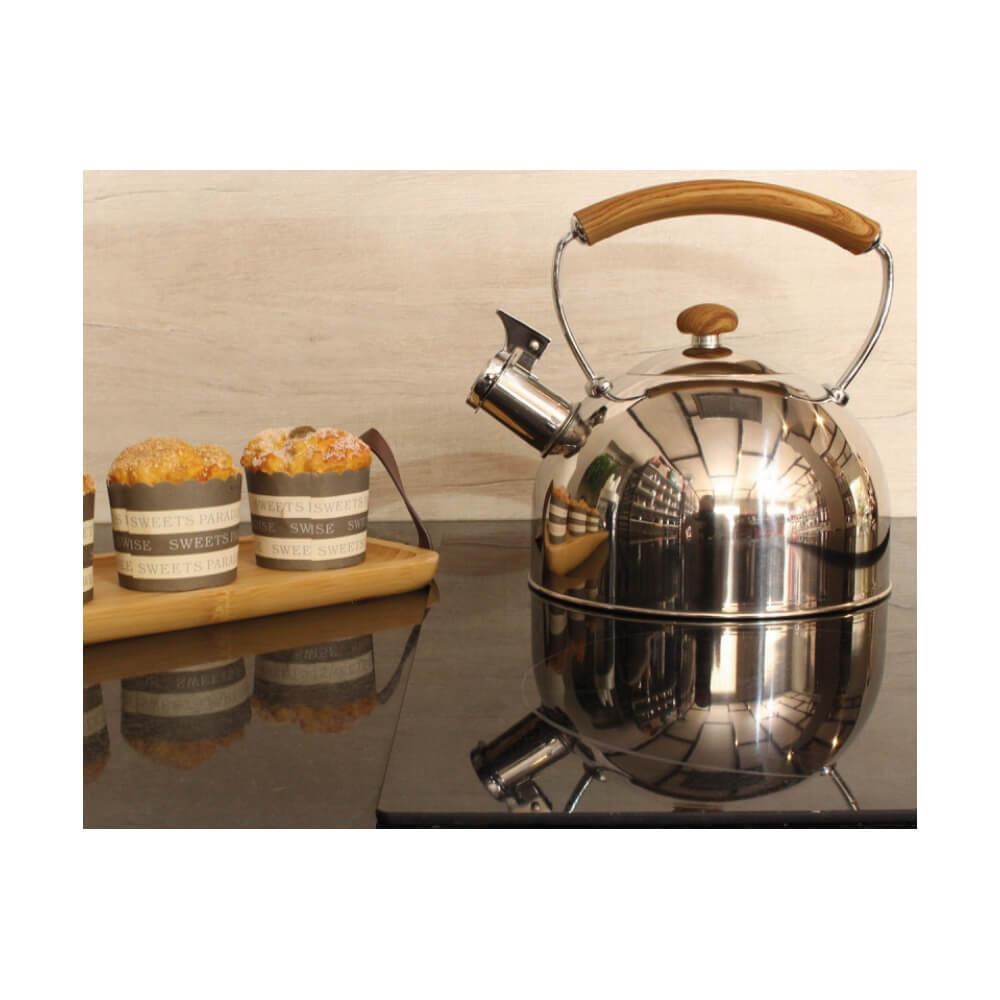 Chaleira em Inox com Alça na Cor Bambu 2,5 Litros Mimo Style - 3