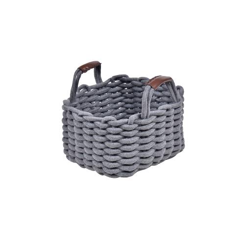 Cesto Braided em Algodão 19cm Kenya Cinza
