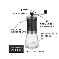 Moedor de Café Manual em Vidro e Inox 18x7x12cm Mimo Style
