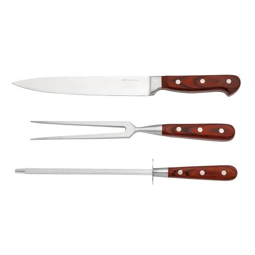 Jogo para Churrasco em Aço Inox  Hanzzo Wood