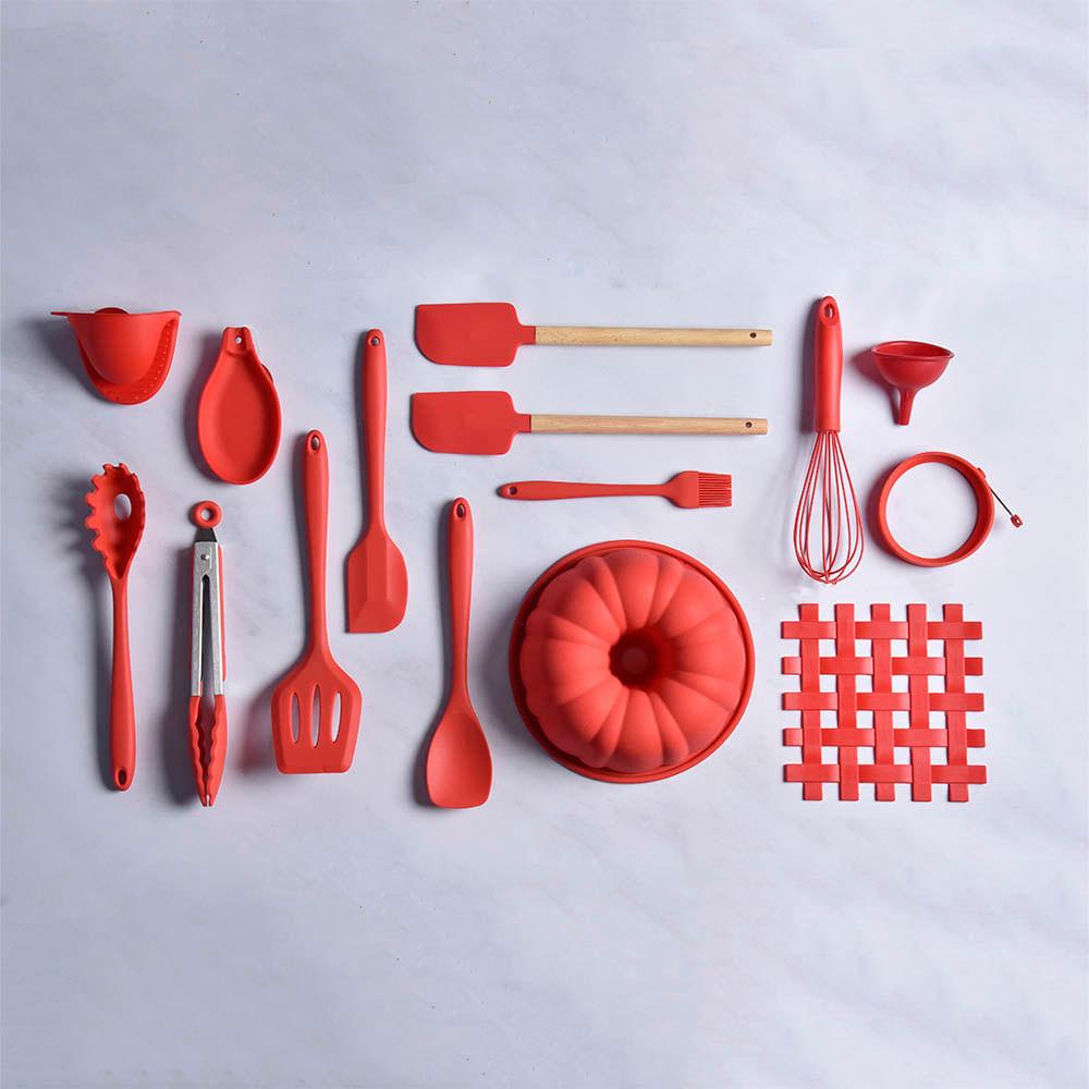 Espátula Vazada de Silicone 30cm Kenya Vermelho - 4