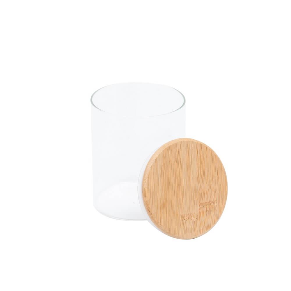 Pote Redondo Kitchen em Vidro com Tampa de Bambu 650ml Kenya - 2