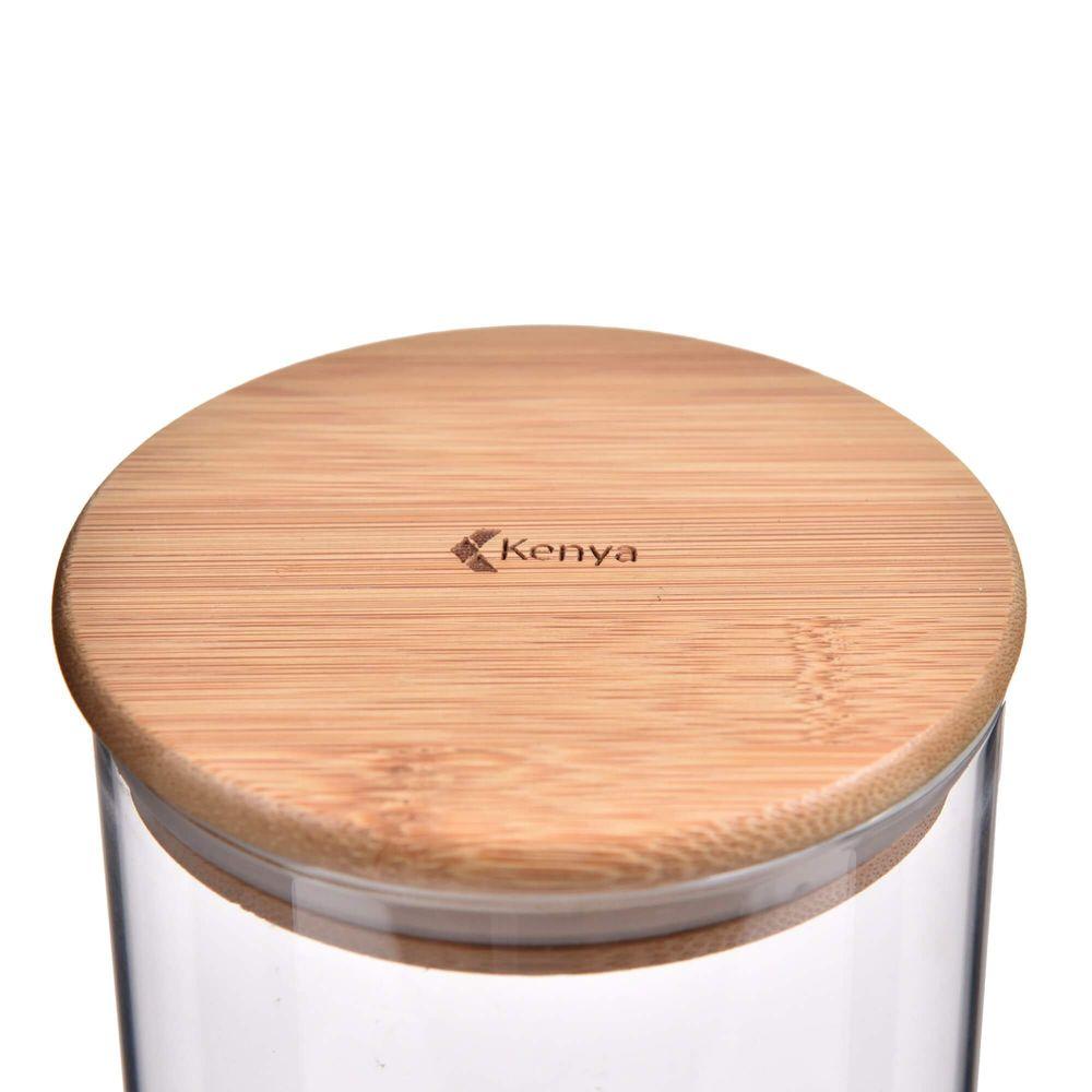 Pote de Vidro com Tampa em Bambu Redondo 650ml Kenya - 2