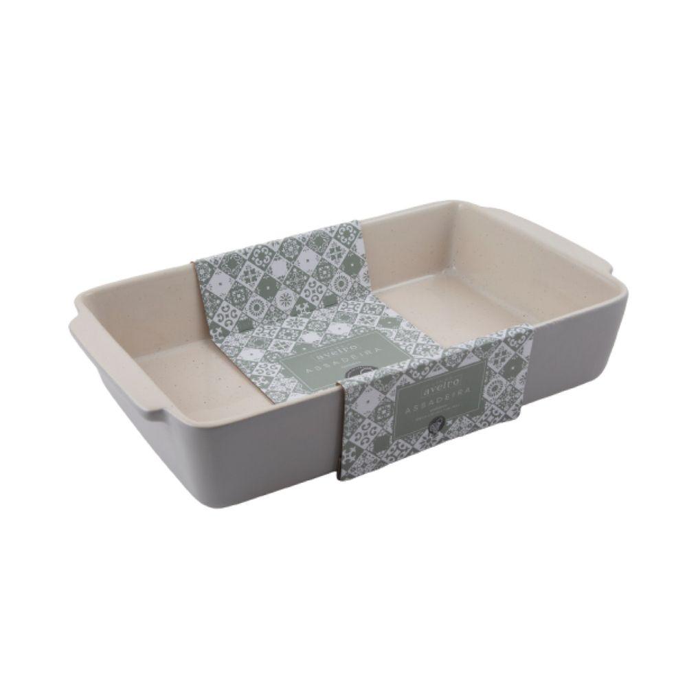Travessa Retangular em Cerâmica 25L 7,4x21,2x37,5cm Aveiro Cinza - 1