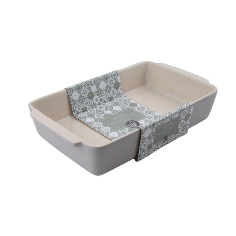 Travessa Retangular em Cerâmica 25L 7,4x21,2x37,5cm Aveiro Cinza - 2