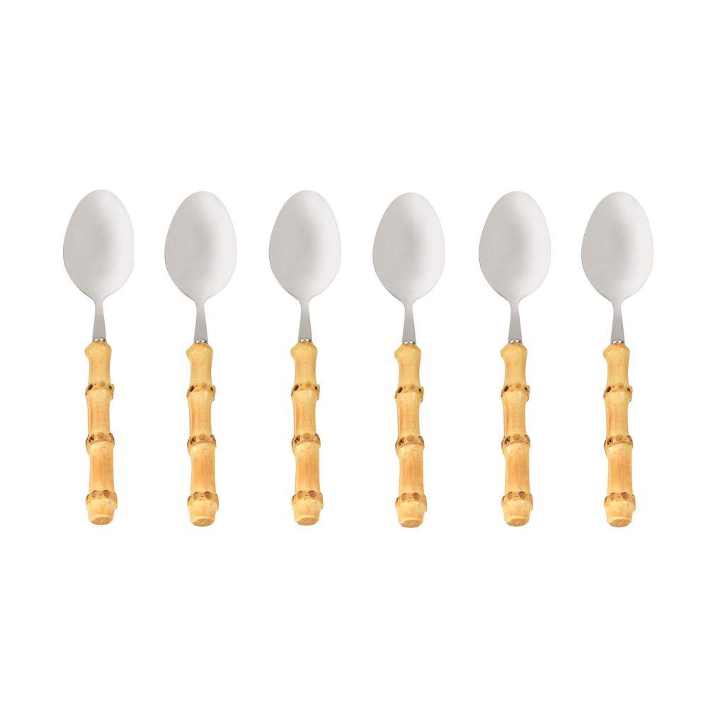 6 Colheres de Chá Bamboo Natural em Aço Inox Kenya - 1