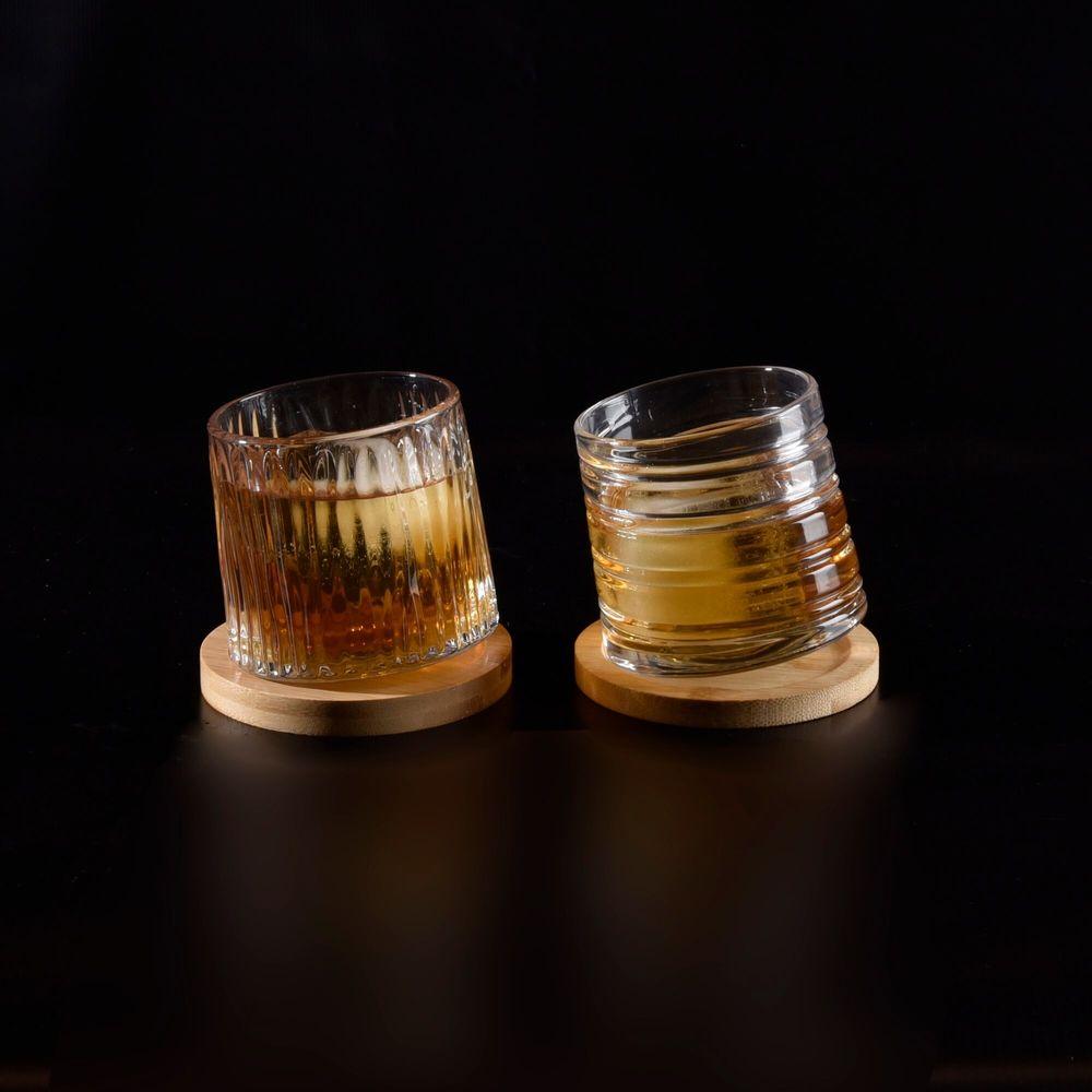 2 Copos para Whisky com 2 Bases de Bambu 300ml Kenya - 9